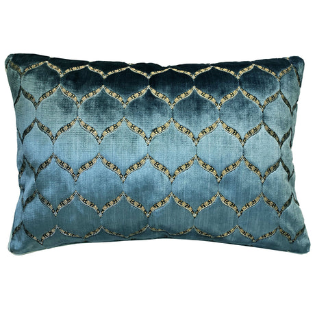 Eliza Decorative Throw Pillows Cut Velvet Fabric - Moorish Medallion Pattern, 18X26" Size (1 Set)