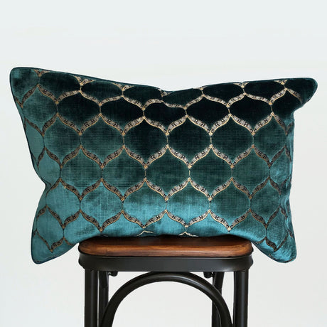 Eliza Decorative Throw Pillows Cut Velvet Fabric - Moorish Medallion Pattern, 18X26" Size (1 Set)