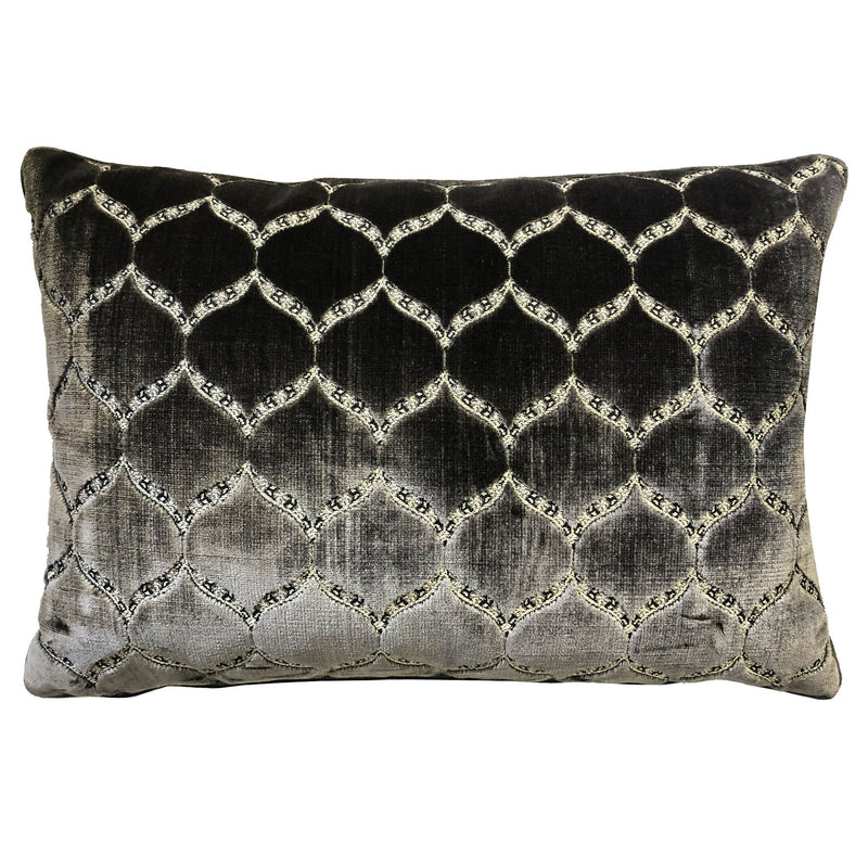 Eliza Decorative Throw Pillows Cut Velvet Fabric - Moorish Medallion Pattern, 18X26" Size (1 Set)