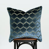 Eliza Decorative Throw Pillows Cut Velvet Fabric - Moorish Medallion Geometric, 23" X 23" (1 Pillow)