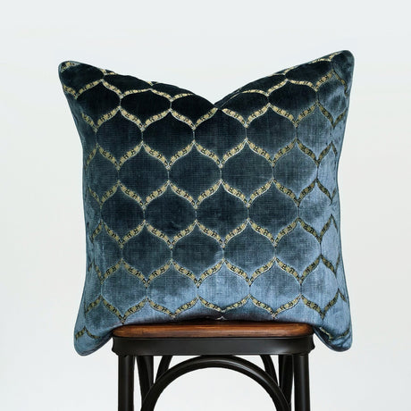 Eliza Decorative Throw Pillows Cut Velvet Fabric - Moorish Medallion Geometric, 23" X 23" (1 Pillow)
