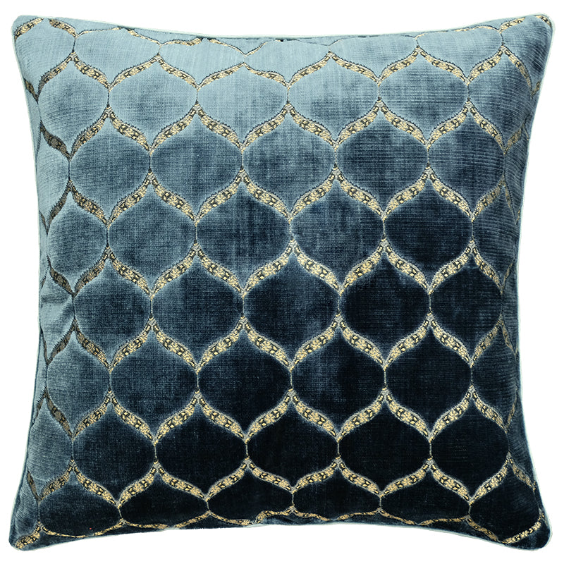 Eliza Decorative Throw Pillows Cut Velvet Fabric - Moorish Medallion Geometric, 23" X 23" (1 Pillow)