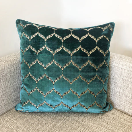 Eliza Decorative Throw Pillows Cut Velvet Fabric - Moorish Medallion Geometric, 23" X 23" (1 Pillow)