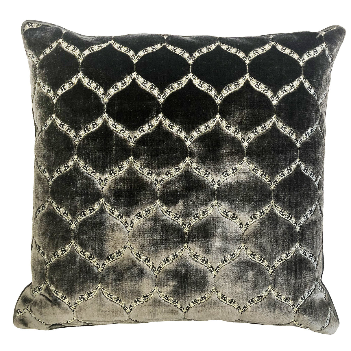 Eliza Decorative Throw Pillows Cut Velvet Fabric - Moorish Medallion Geometric, 23" X 23" (1 Pillow)