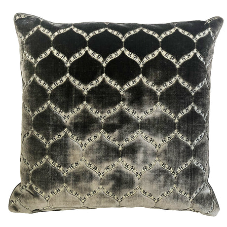 Eliza Decorative Throw Pillows Cut Velvet Fabric - Moorish Medallion Geometric, 23" X 23" (1 Pillow)