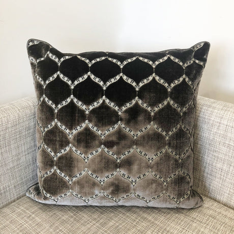 Eliza Decorative Throw Pillows Cut Velvet Fabric - Moorish Medallion Geometric, 23" X 23" (1 Pillow)