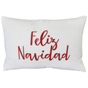 Feliz Navidad Embroidery Velvet Pillow - White/Red, Hunter/Gold, 14X20" (1 Piece)