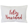 Feliz Navidad Embroidery Velvet Pillow - White/Red, Hunter/Gold, 14X20" (1 Piece)