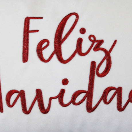 Feliz Navidad Embroidery Velvet Pillow - White/Red, Hunter/Gold, 14X20" (1 Piece)