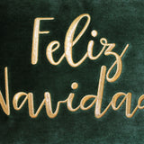 Feliz Navidad Embroidery Velvet Pillow - White/Red, Hunter/Gold, 14X20" (1 Piece)