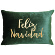 Feliz Navidad Embroidery Velvet Pillow - White/Red, Hunter/Gold, 14X20" (1 Piece)