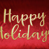 Happy Holidays Metallic Embroidery Velvet Pillow - Holiday Typography, 14" X 20", Red/Gold, White/Red, Hunter/Gold, Gold/Silver (1 Pillow)