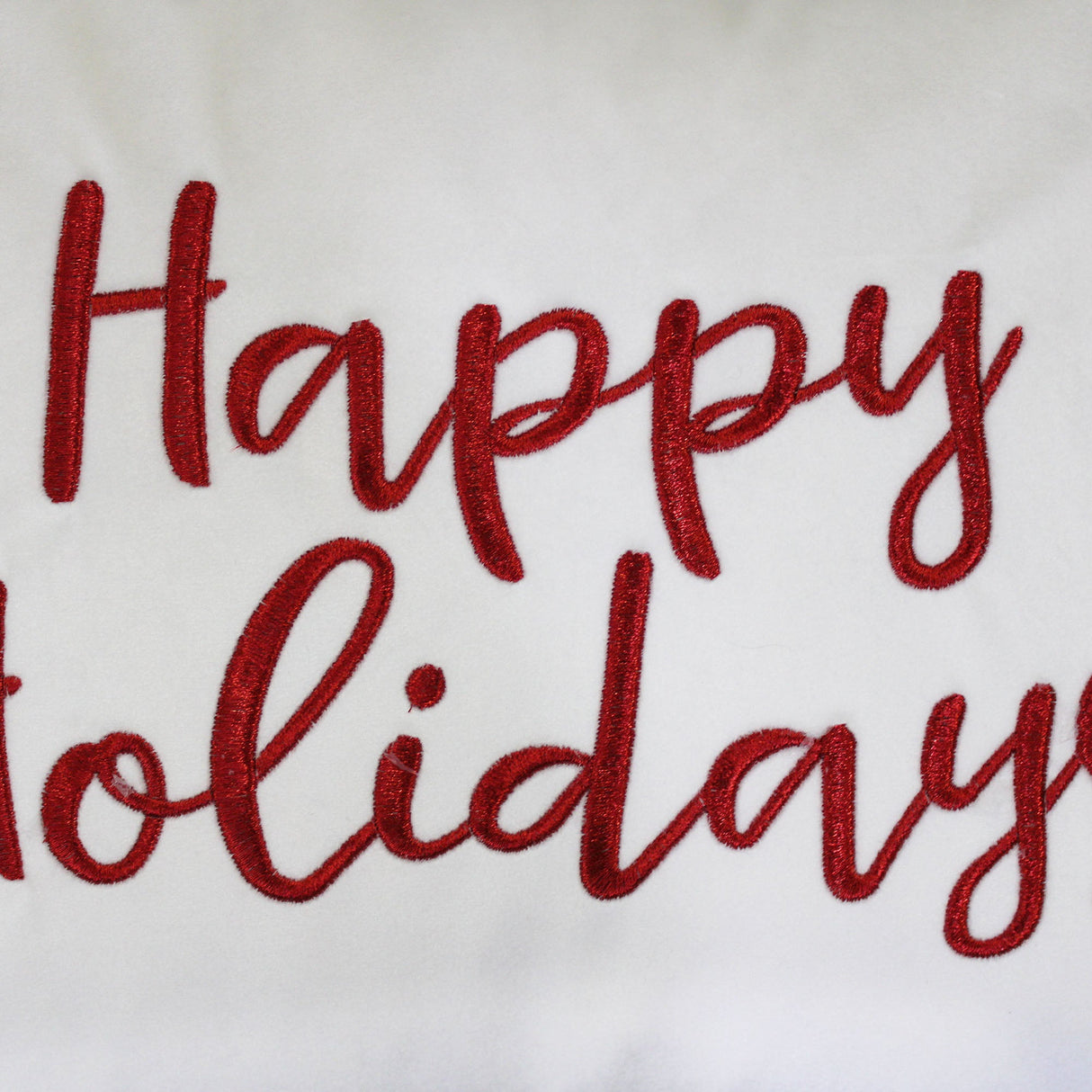 Happy Holidays Metallic Embroidery Velvet Pillow - Holiday Typography, 14" X 20", Red/Gold, White/Red, Hunter/Gold, Gold/Silver (1 Pillow)