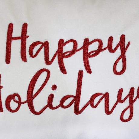 Happy Holidays Metallic Embroidery Velvet Pillow - Holiday Typography, 14" X 20", Red/Gold, White/Red, Hunter/Gold, Gold/Silver (1 Pillow)