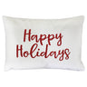 Happy Holidays Metallic Embroidery Velvet Pillow - Holiday Typography, 14" X 20", Red/Gold, White/Red, Hunter/Gold, Gold/Silver (1 Pillow)