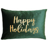 Happy Holidays Metallic Embroidery Velvet Pillow - Holiday Typography, 14" X 20", Red/Gold, White/Red, Hunter/Gold, Gold/Silver (1 Pillow)