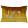 Happy Holidays Metallic Embroidery Velvet Pillow - Holiday Typography, 14" X 20", Red/Gold, White/Red, Hunter/Gold, Gold/Silver (1 Pillow)