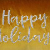 Happy Holidays Metallic Embroidery Velvet Pillow - Holiday Typography, 14" X 20", Red/Gold, White/Red, Hunter/Gold, Gold/Silver (1 Pillow)