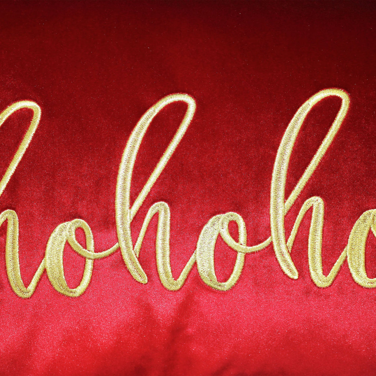 Hohoho Embroidery Velvet Pillow - Metallic Embroidered Holiday Typography, 14" X 20" (1 Pillow)