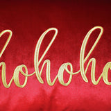 Hohoho Embroidery Velvet Pillow - Metallic Embroidered Holiday Typography, 14" X 20" (1 Pillow)