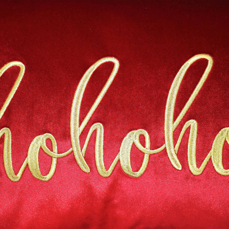 Hohoho Embroidery Velvet Pillow - Metallic Embroidered Holiday Typography, 14" X 20" (1 Pillow)