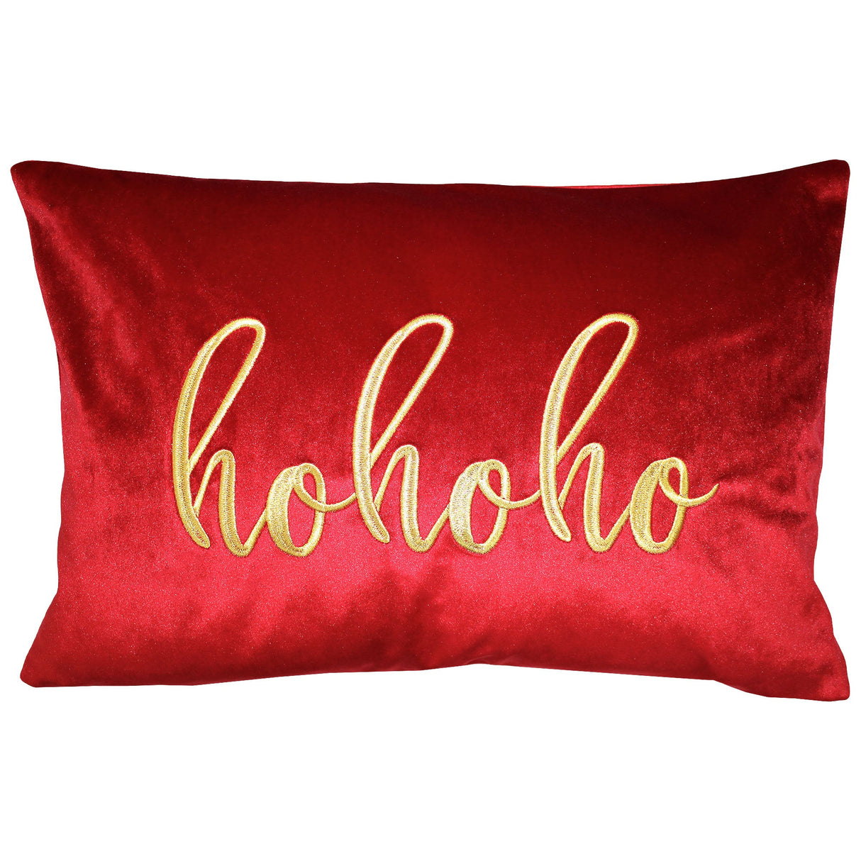 Hohoho Embroidery Velvet Pillow - Metallic Embroidered Holiday Typography, 14" X 20" (1 Pillow)