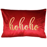 Hohoho Embroidery Velvet Pillow - Metallic Embroidered Holiday Typography, 14" X 20" (1 Pillow)