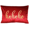 Hohoho Embroidery Velvet Pillow - Metallic Embroidered Holiday Typography, 14" X 20" (1 Pillow)