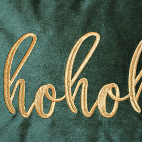 Hohoho Embroidery Velvet Pillow - Metallic Embroidered Holiday Typography, 14" X 20" (1 Pillow)
