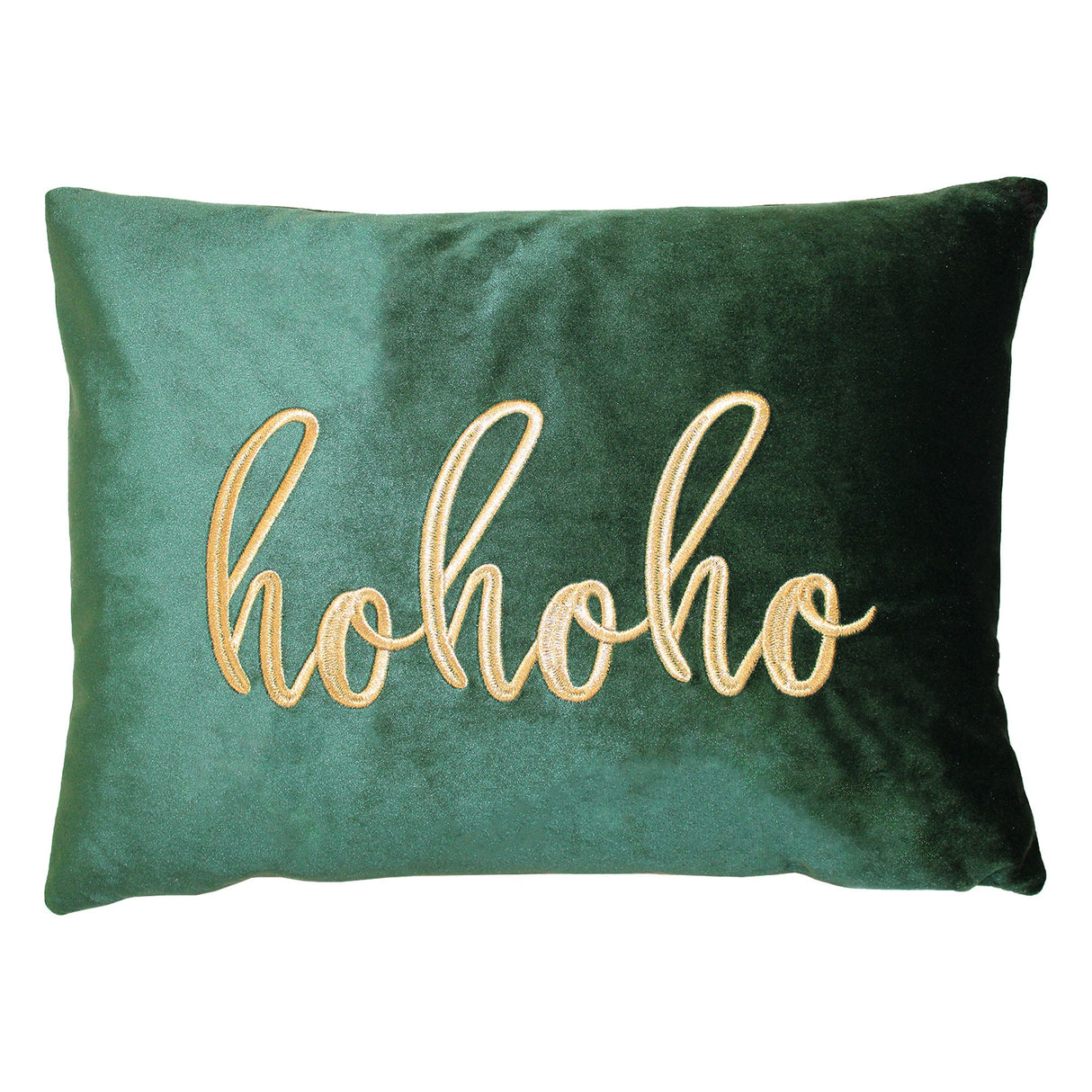 Hohoho Embroidery Velvet Pillow - Metallic Embroidered Holiday Typography, 14" X 20" (1 Pillow)