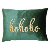 Hohoho Embroidery Velvet Pillow - Metallic Embroidered Holiday Typography, 14" X 20" (1 Pillow)
