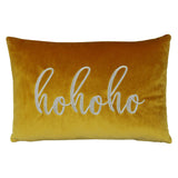 Hohoho Embroidery Velvet Pillow - Metallic Embroidered Holiday Typography, 14" X 20" (1 Pillow)