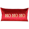 Hohoho Embroidery Velvet Fabric - Metallic Embroidered Holiday Pillow, Red/Gold, 14" X 26" (1 Piece)