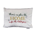 There's No Place Like Home For The Holidays Embroidered Velvet Pillow - Red/Gold Metallic Embroidery, 14" X 20" (1 Pillow)