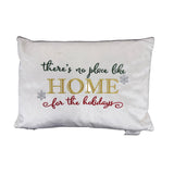 There's No Place Like Home For The Holidays Embroidered Velvet Pillow - Red/Gold Metallic Embroidery, 14" X 20" (1 Pillow)