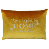 There's No Place Like Home For The Holidays Embroidered Velvet Pillow - Red/Gold Metallic Embroidery, 14" X 20" (1 Pillow)