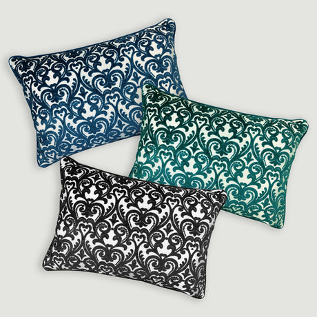 Madsen Decorative Throw Pillows Cut Velvet Fabric - Damask Pattern, 18" X 26" (1 Pillow)