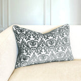 Madsen Decorative Throw Pillows Cut Velvet Fabric - Damask Pattern, 18" X 26" (1 Pillow)