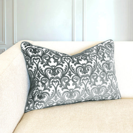 Madsen Decorative Throw Pillows Cut Velvet Fabric - Damask Pattern, 18" X 26" (1 Pillow)