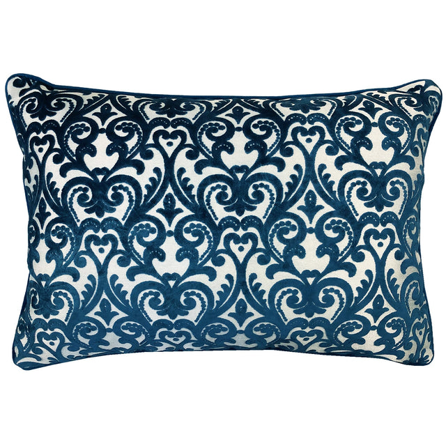 Madsen Decorative Throw Pillows Cut Velvet Fabric - Damask Pattern, 18" X 26" (1 Pillow)