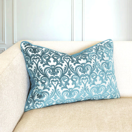 Madsen Decorative Throw Pillows Cut Velvet Fabric - Damask Pattern, 18" X 26" (1 Pillow)