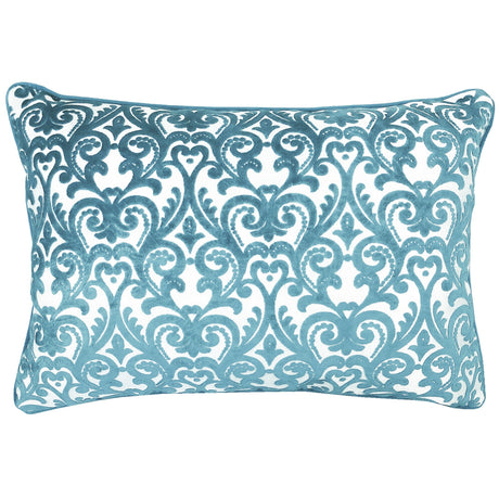 Madsen Decorative Throw Pillows Cut Velvet Fabric - Damask Pattern, 18" X 26" (1 Pillow)