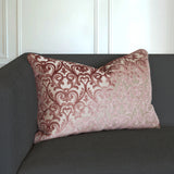 Madsen Decorative Throw Pillows Cut Velvet Fabric - Damask Pattern, 18" X 26" (1 Pillow)