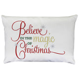 Believe In The Magic Of Christmas Velvet Fabric - Metallic Embroidery, White/Multi, 14X20 (1 Pillow)