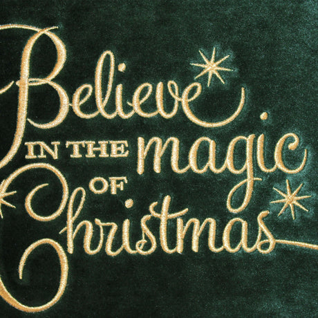 Believe In The Magic Of Christmas Velvet Fabric - Metallic Embroidery, White/Multi, 14X20 (1 Pillow)