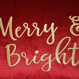 Merry & Bright Velvet Embroidery Pillow - Holiday Typography, 14" X 20" (1 Pillow)