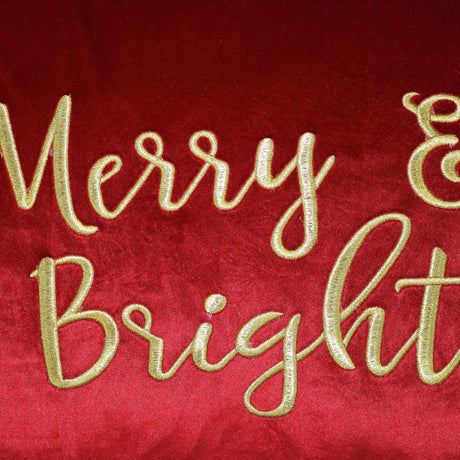 Merry & Bright Velvet Embroidery Pillow - Holiday Typography, 14" X 20" (1 Pillow)