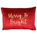 Merry & Bright Velvet Embroidery Pillow - Holiday Typography, 14" X 20" (1 Pillow)