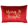 Merry & Bright Velvet Embroidery Pillow - Holiday Typography, 14" X 20" (1 Pillow)