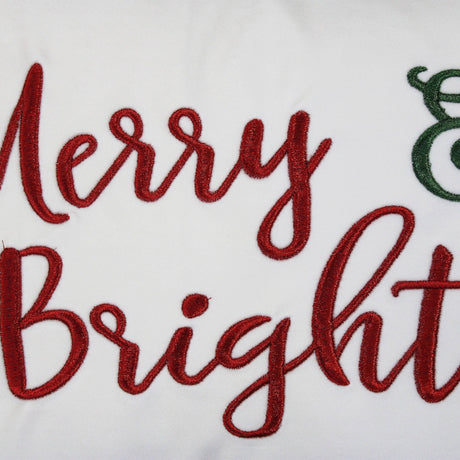Merry & Bright Velvet Embroidery Pillow - Holiday Typography, 14" X 20" (1 Pillow)